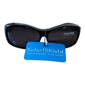 SOLAR SHIELD WOMEN'S BLACK GRAY POLARIZED SUNGLASSES SIZE L